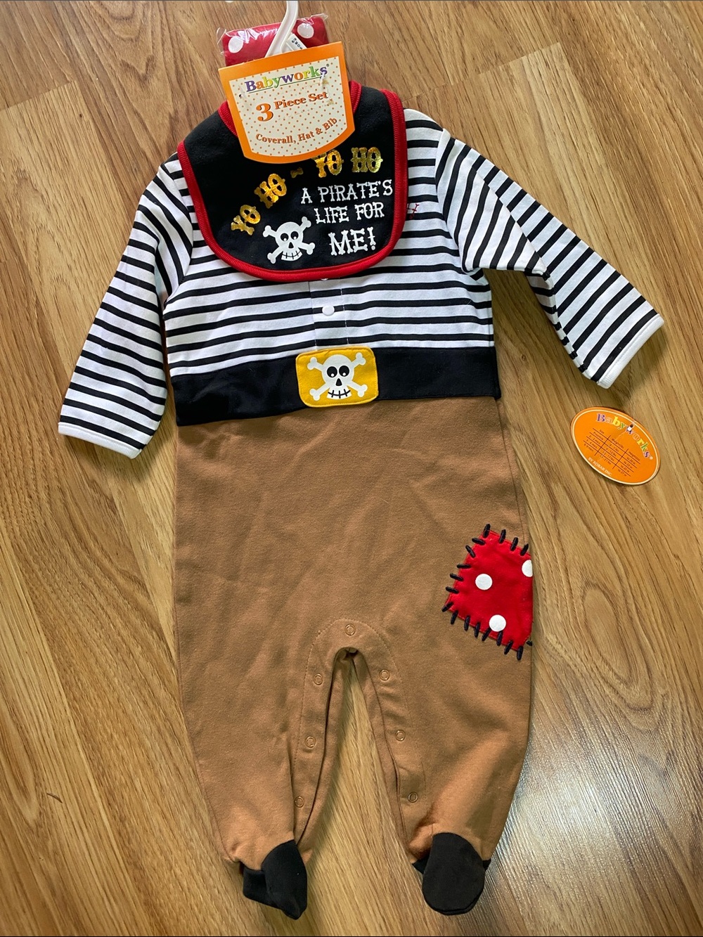BabyWorks Pirate Footed One-Piece – Black/White/Brown/Red
